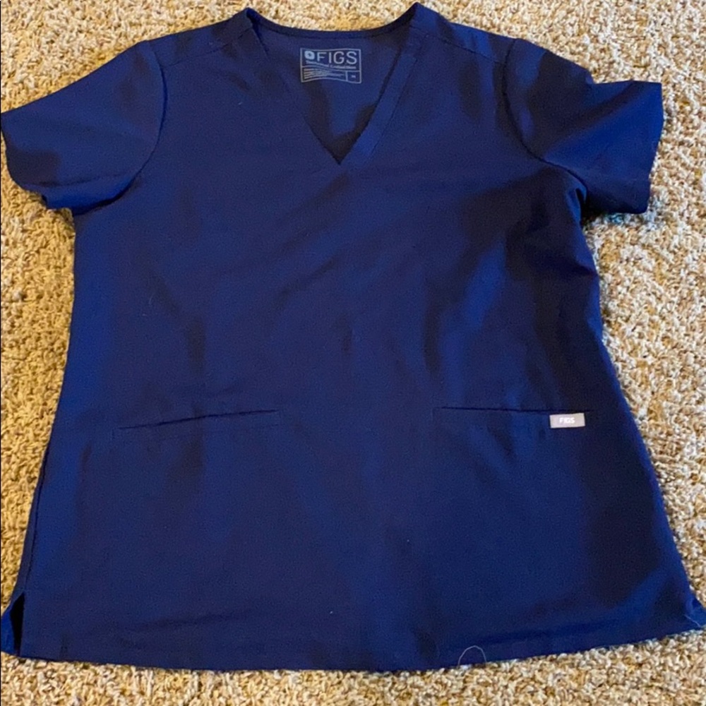 Figs 2 pocket navy blue scrub top